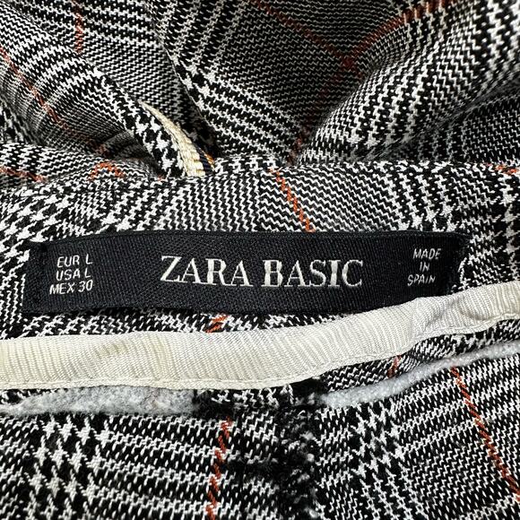 Zara Basic Plaid Pants Dark Academia Womens Large Tuxedo Stripe Pockets Career - Picture 2 of 7